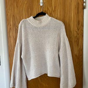 Topshop Natural yarn bell sleeve cropped sweater